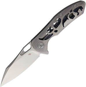CH KNIVES Grey Titanium Framelock S35Vn Folding Knife 3515