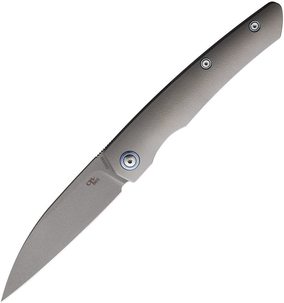 CH Knives Framelock Gray Titanium Folding Bohler M390 Steel Pocket Knife 3550