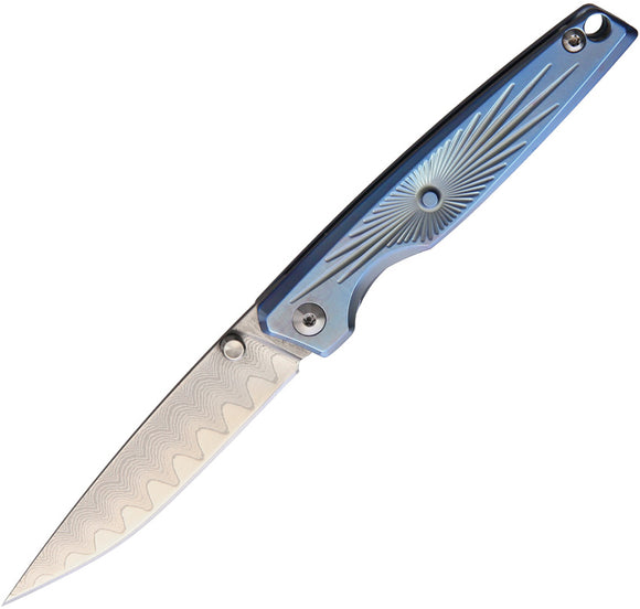 CH KNIVES Mini Titanium Damascus Gentlemens Folding pocket Knife mini