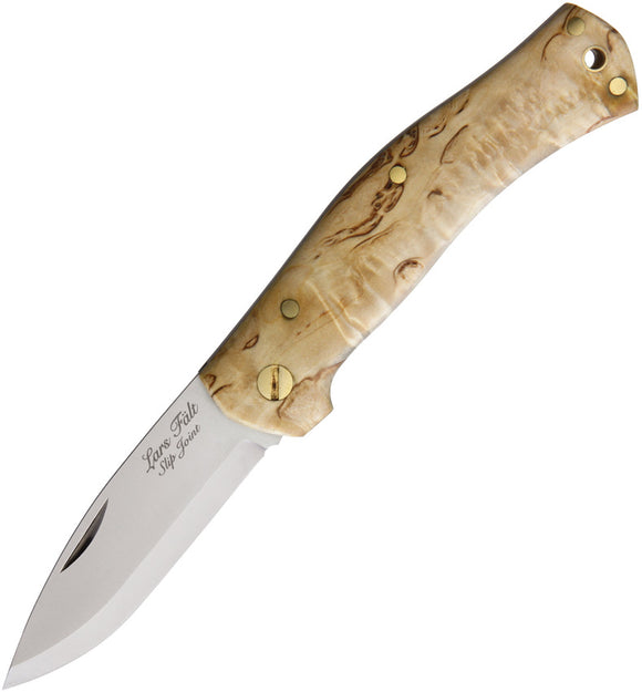 Casstrom Lars Falt Pocket Knife Slip Joint Curly Birch Folding Bohler N690 19004