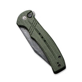 Civivi Cogent Button Lock Green Micarta and Hand Rubbed Damascus Folding Knife 20038dds1