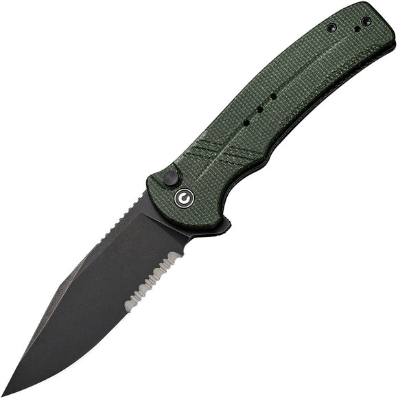 Civivi Cogent Pocket Knife Green Micarta Folding 14C28N Steel Drop Pt 20038E4