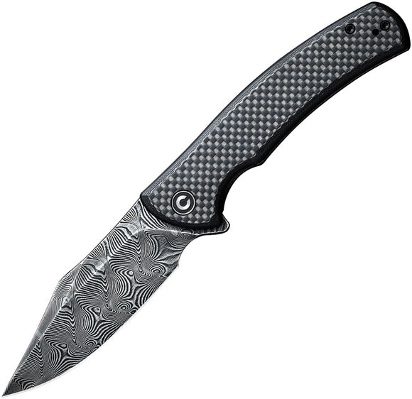 Civivi Sinisys Pocket Knife Carbon Fiber & Stainless Folding Damascus 20039DS1