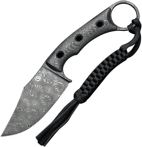 Civivi Midwatch Carbon Fiber Damascus Fixed Blade Knife w/ Sheath 20059BDS1