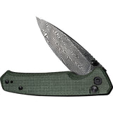 Civivi Altus Green Micarta Button Lock Damascus Drop Point Folding Knife 20076ds1