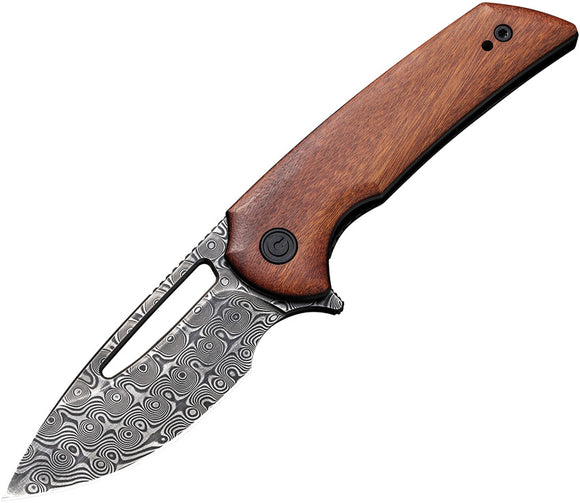 Civivi Odium Linerlock Sandalwood Folding Damascus Pocket Knife 2010DS1