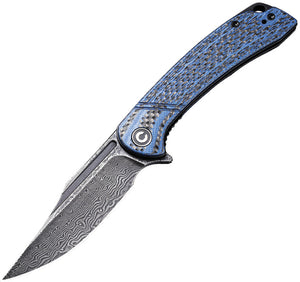 Civivi Dogma Linerlock Blue G10 & Carbon Fiber Damascus Folding Knife 2014ds2