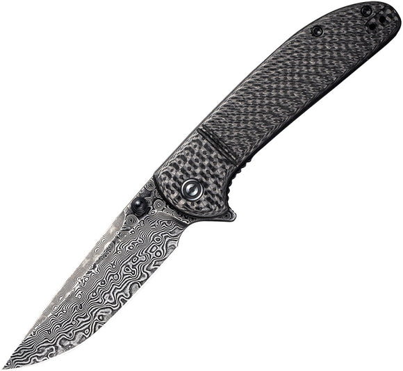 Civivi Badlands Vagabond Linerlock Carbon Fiber Folding Damascus Knife 2019DS1