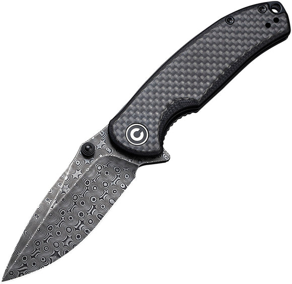 Civivi Pintail Linerlock Black Twill Carbon Fiber Folding Damascus Knife 2020DS1
