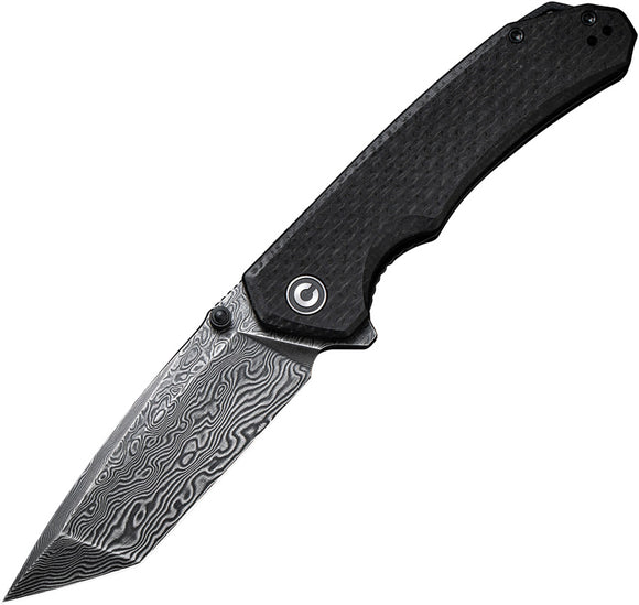 Civivi Brazen Pocket Knife Linerlock Black Micarta Folding Damascus 2023DS1