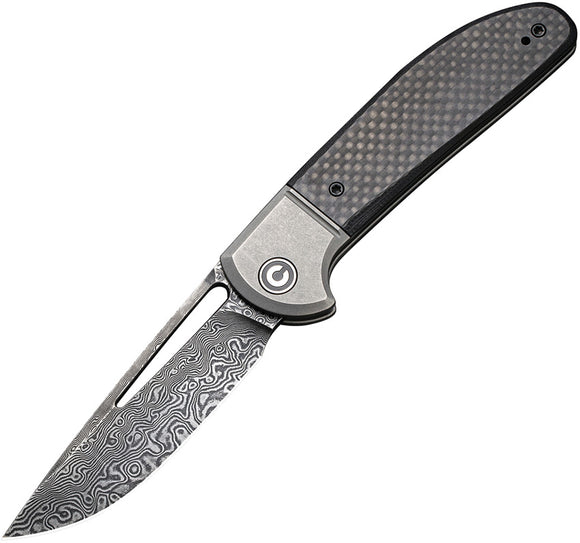 Civivi Trailblazer XL Slip Joint Carbon Fiber Folding Damascus Knife 2101DS1