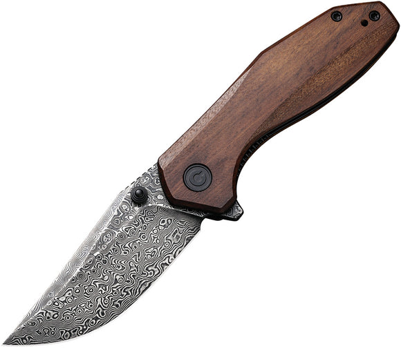Civivi ODD 22 Linerlock Cuibourtia Wood Folding Damascus Pocket Knife 21032DS1