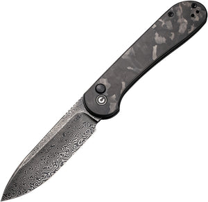 Civivi Elementum Button Lock Carbon Fiber Folding Damascus Pocket Knife 2103DS3