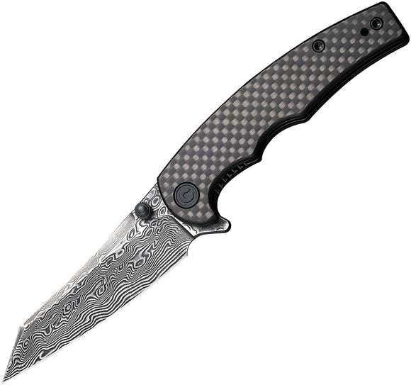Civivi P87 Folder Pocket Knife Linerlock Carbon Fiber Folding Damascus 21043DS1