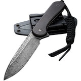 Civivi Elementum Fixed Blade Knife Black Ebony Wood Damascus w/ Sheath 2105DS1