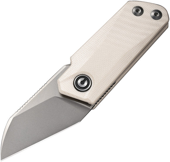 Civivi Ki-V Slip Joint White G10 Folding 9Cr18 Reverse Tanto Pocket Knife 2108C
