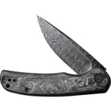 Civivi Nox Black Marble Carbon Fiber Framelock Damascus Folding Knife 2110ds1