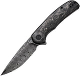 Civivi Nox Black Marble Carbon Fiber Framelock Damascus Folding Knife 2110ds1