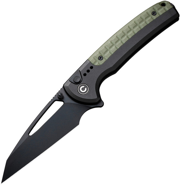 Civivi Sentinel Strike Button Lock Black & OD Green Aluminum & FRN Folding K110 Knife 22025B3