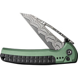 Civivi Sentinel Strike Button Lock Black & Green Aluminum & FRN Folding Damascus Knife 22025BDS1