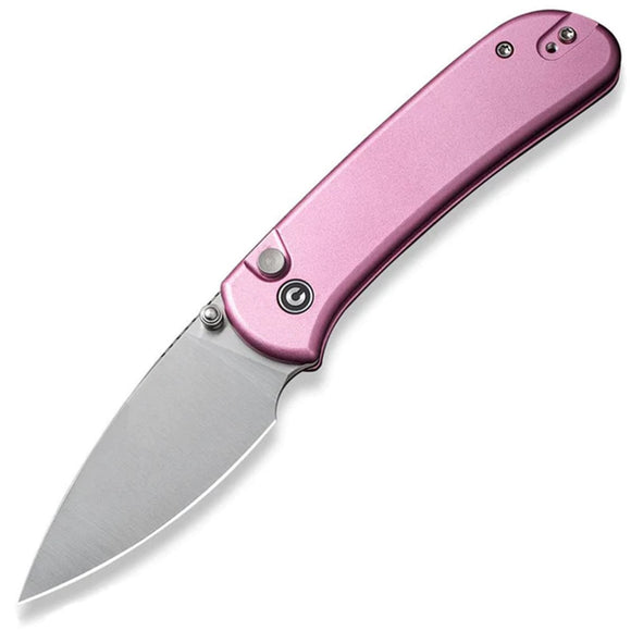 Civivi Qubit Button Lock Pink Aluminum Folding 14C28N Drop Pt Pocket Knife 22030E5