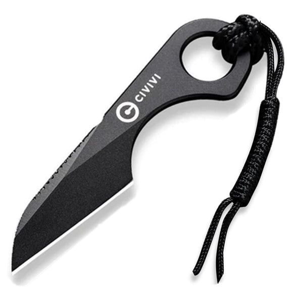 Civivi Gramis Black 14C28N Sheepsfoot Fixed Blade Neck Knife w/ Sheath 230041