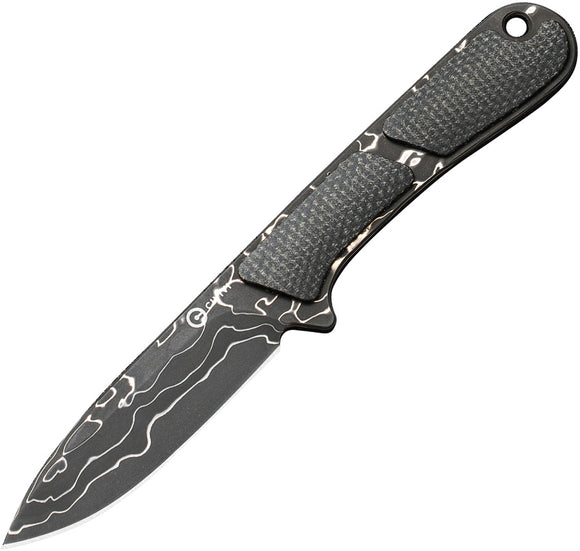Civivi Mini Elementum Dark Green Micarta Damascus Fixed Blade Knife 23010DS1