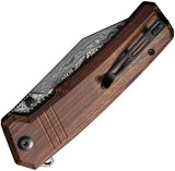 Civivi Bhaltair Linerlock Guibourita Wood Folding Damascus Pocket Knife 23024DS1