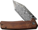 Civivi Bhaltair Linerlock Guibourita Wood Folding Damascus Pocket Knife 23024DS1