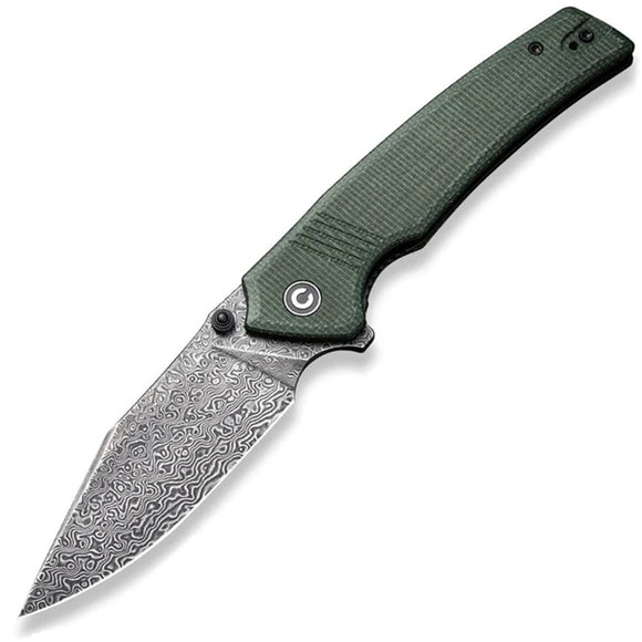 Civivi Tranquil Linerlock Green Micarta Folding Damascus Pocket Knife 23027DS1