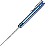 Civivi Stormhowl Button Lock Blue & Satin Aluminum Folding Nitro-V Pocket Knife 23040B2