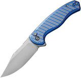 Civivi Stormhowl Button Lock Blue & Satin Aluminum Folding Nitro-V Pocket Knife 23040B2