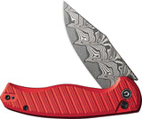 Civivi Stormhowl Button Lock Red Aluminum Folding Damscus Pocket Knife 23040BDS1