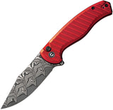 Civivi Stormhowl Button Lock Red Aluminum Folding Damscus Pocket Knife 23040BDS1