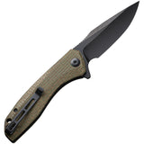 Civivi Baklash Pocket Knife Linerlock Green Micarta Folding 9Cr18MoV Blade 801K