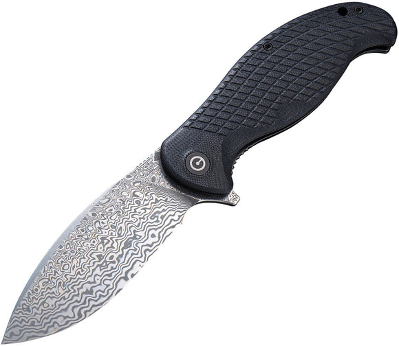 Civivi Naja Linerlock Damascus Black G10 Folding Knife 802DS