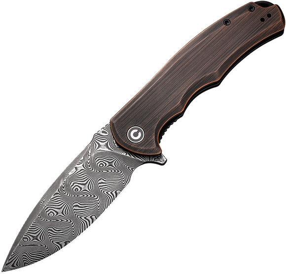 Civivi Praxis Linerlock Rubbed Copper Folding Damascus Pocket Knife 803DS3