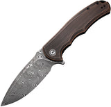 Civivi Praxis Linerlock Rubbed Copper Folding Damascus Pocket Knife 803DS3