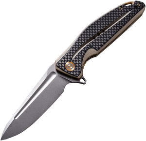 Civivi Statera Linerlock Brown G10/ Carbon Fiber D2 Folding Knife 901A