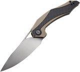 Civivi Plethiros Linerlock Tan Carbon Fiber Folding D2 Knife Flipper 904a