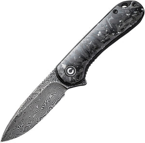 Civivi Elementum Linerlock Carbon Fiber/Silver Folding Damasucs Knife 907CDS2