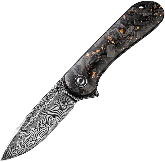 Civivi Elementum Linerlock Carbon Fiber/Copper Folding Damascus Knife 907CDS3