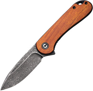 Civivi Elementum Linerlock Cuibourtia Wood Folding Damascus Pocket Knife 907DS2