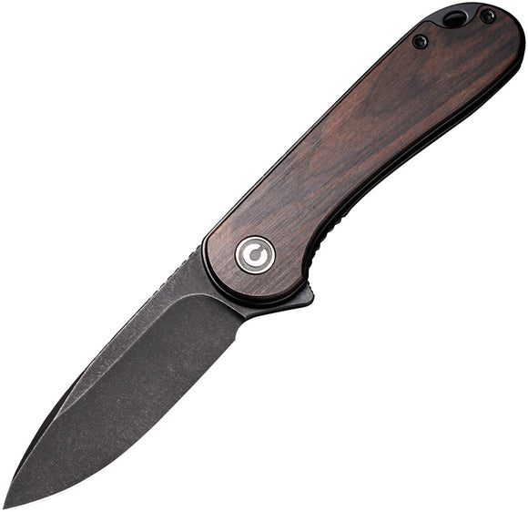 Civivi Elementum Linerlock Ebony Wood Folding D2 Steel Drop Pt Pocket Knife 907W