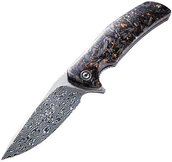 Civivi Incite Linerlock Carbon Fiber/Copper Foil Folding Damascus Knife 908DS2