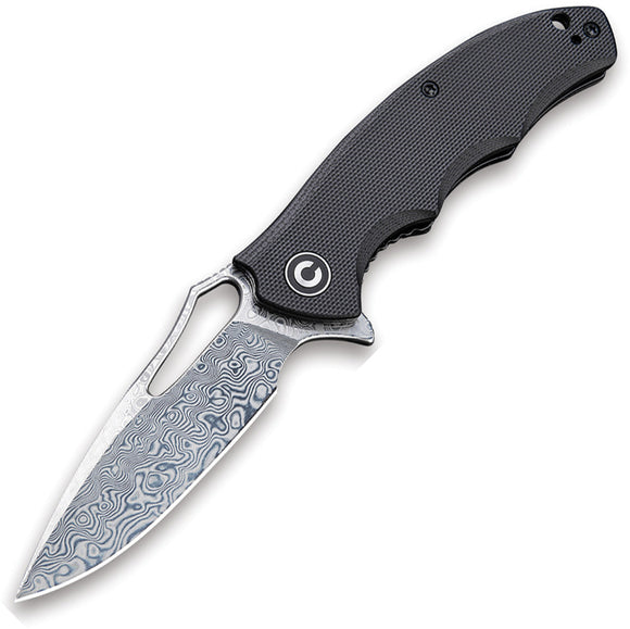 Civivi Little Fiend Linerlock Black G10 Folding Damascus Pocket Knife 910DS