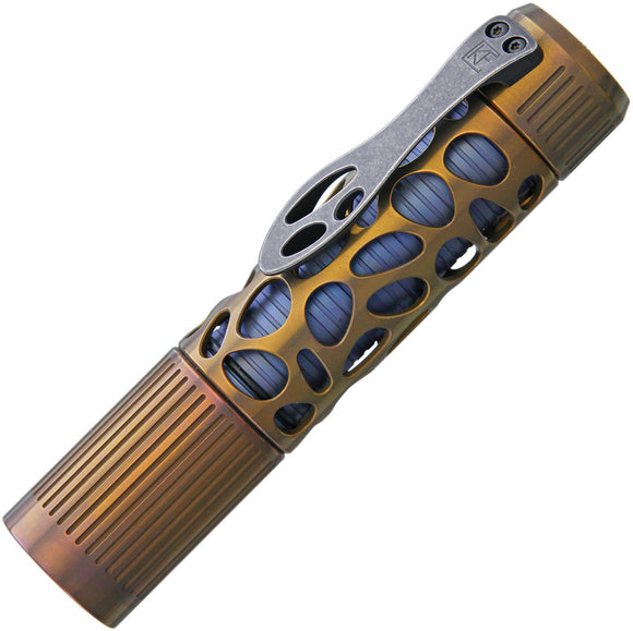Custom Knife Factory Rama Raz Bronze Titanium Flashlight 016