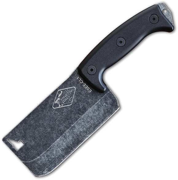 ESEE Fixed Stonewashed Idaho Cutout Blade Black G10 Handle Cleaver