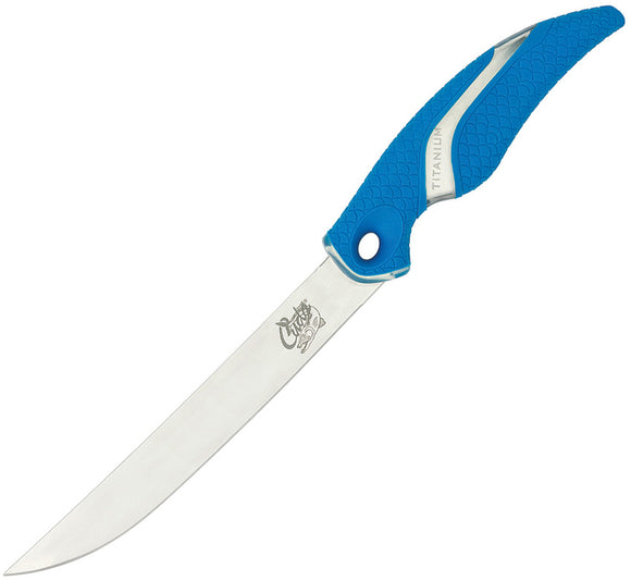 Camillus Cuda Flex Blue Titanium 4116 Stainless Fixed Blade Fillet Knife 18090