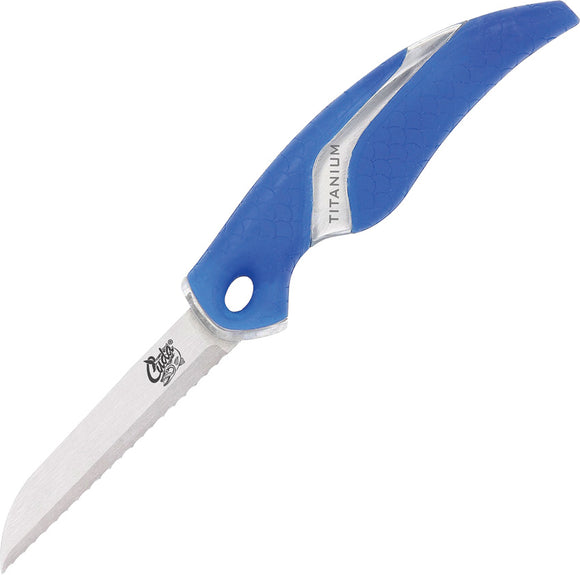 Camillus Cuda Fishing Blue 4116 Stainless Serrated Fixed Blade Net Knife 18099